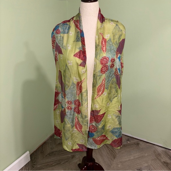 Sharon Tesser 100% Silk Scarf Wearable Art Boho Rectangle Chiffon - Picture 2 of 6